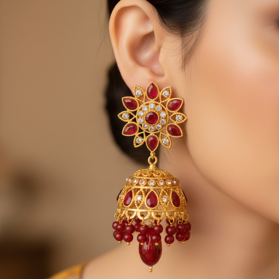 Ruby Red Jhumkay